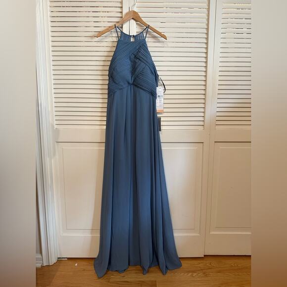 NWT NEW LEVKOFF Bridesmaid Dress Style 7001 Slate Chiffon - Picture 8 of 8